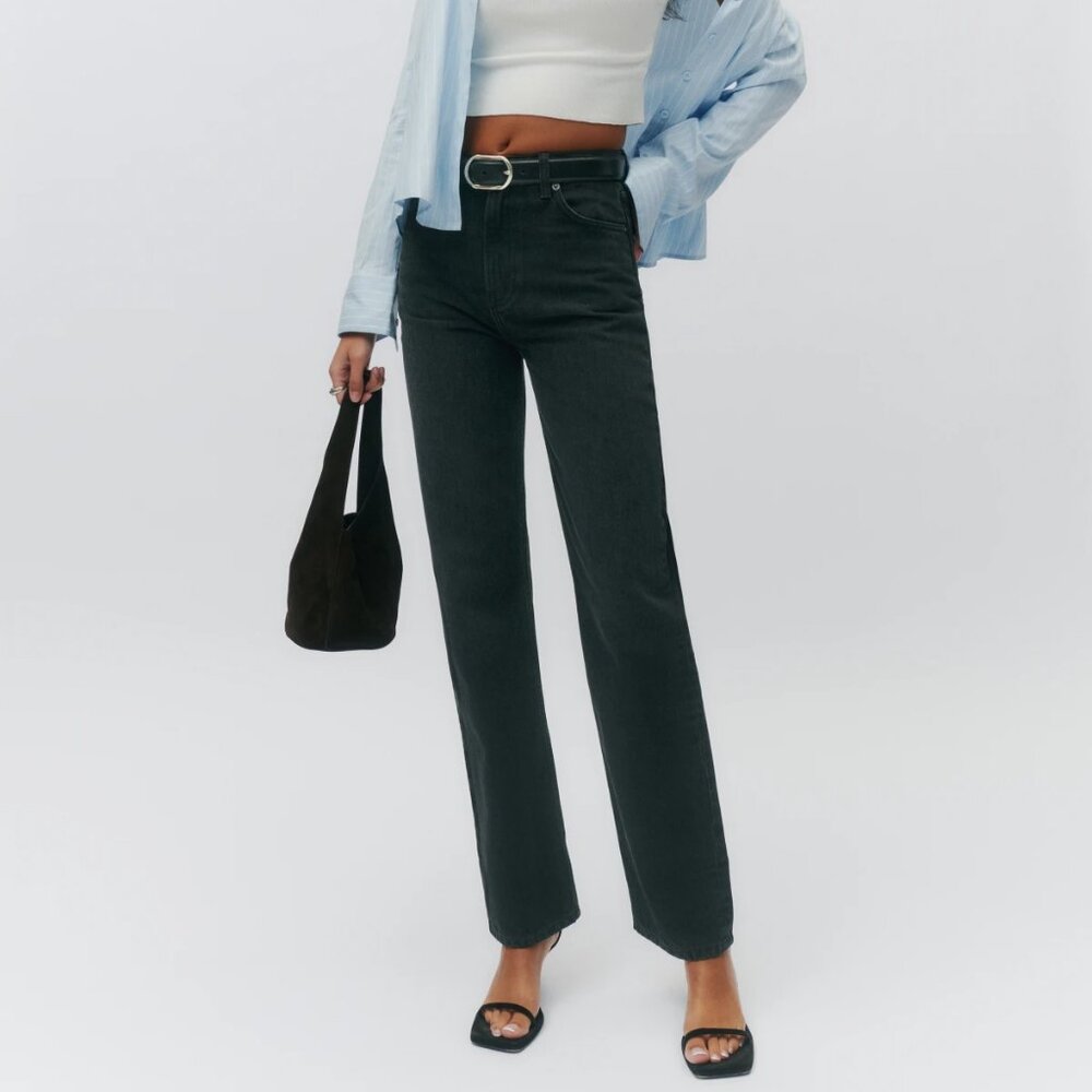 NEW Reformation Abby High Rise Straight Jeans in Vana